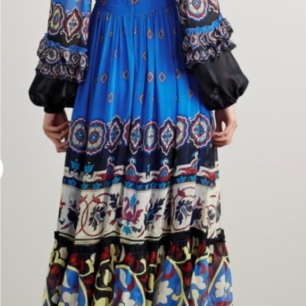 FARM Rio Blue Patterned Long Sleeve Dress - Picture 6 of 15